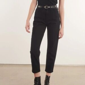 SPRWMN Stevie Slim-Straight High Rise Tapered Carrot Leg Jeans Black 27
